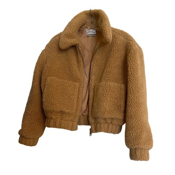 Urban Outfitters Jacket Brown Long Sleeve Full Zip Women’s Size Extra Sm Sherpa - Picture 1 of 5